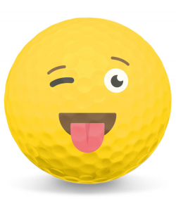 Golfboll Smiley som räcker ut tungan och blinkar på ett öga