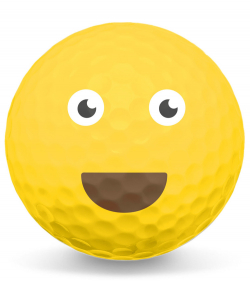 Golfboll Smiley Leende Smiley med öppen mun