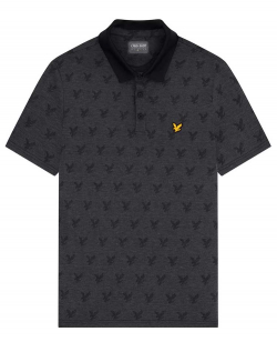 Lyle & Scott Piké Jacquard Mörk Marinblå Melerad